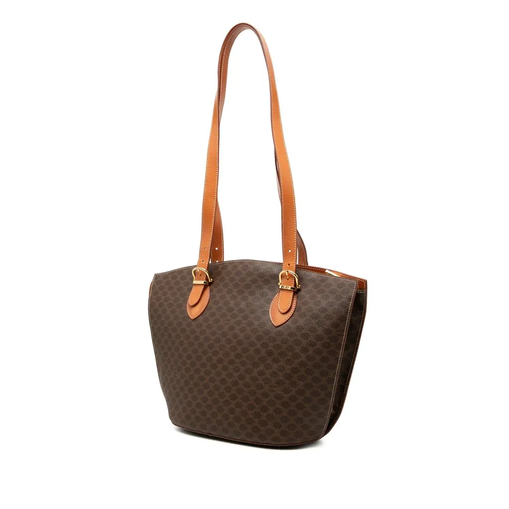Celine Macadam Coated Canvas Tote Brown Very good - Back View