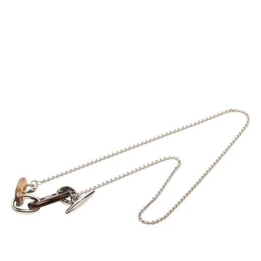Hermès Palladium مطلية و Buffalo Horn Maillon تعليقة قلادة