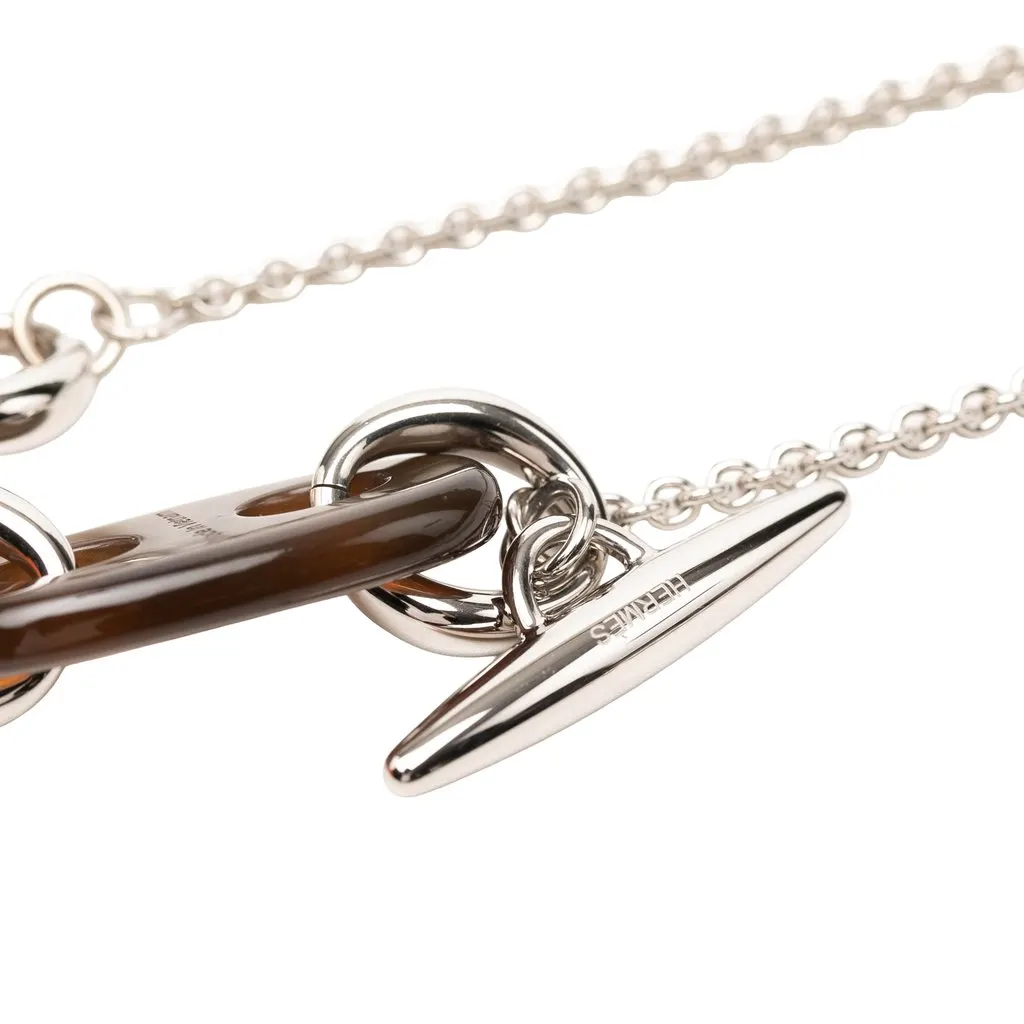 Hermès Palladium Plated and Buffalo Horn Maillon Pendant Necklace Silver Palladium Very good - Box View