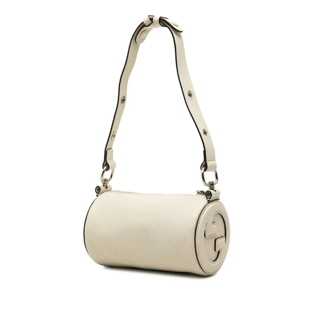 Gucci Mini Calfskin Blondie Barrel Shoulder Bag White Leather Very good - Back View