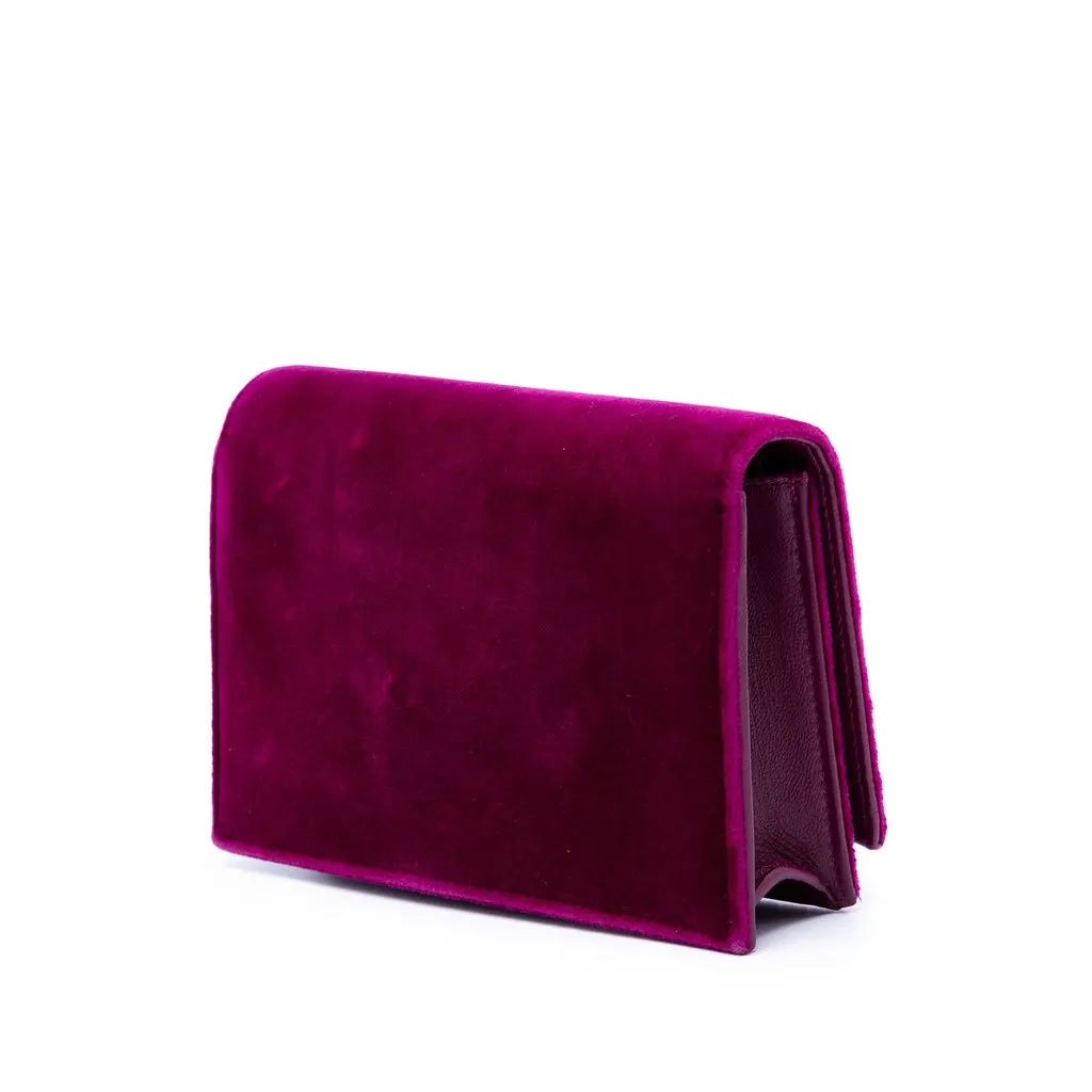 Saint Laurent Small Velvet Monogram Kate Tassel Crossbody Purple Velvet Very good - Back View