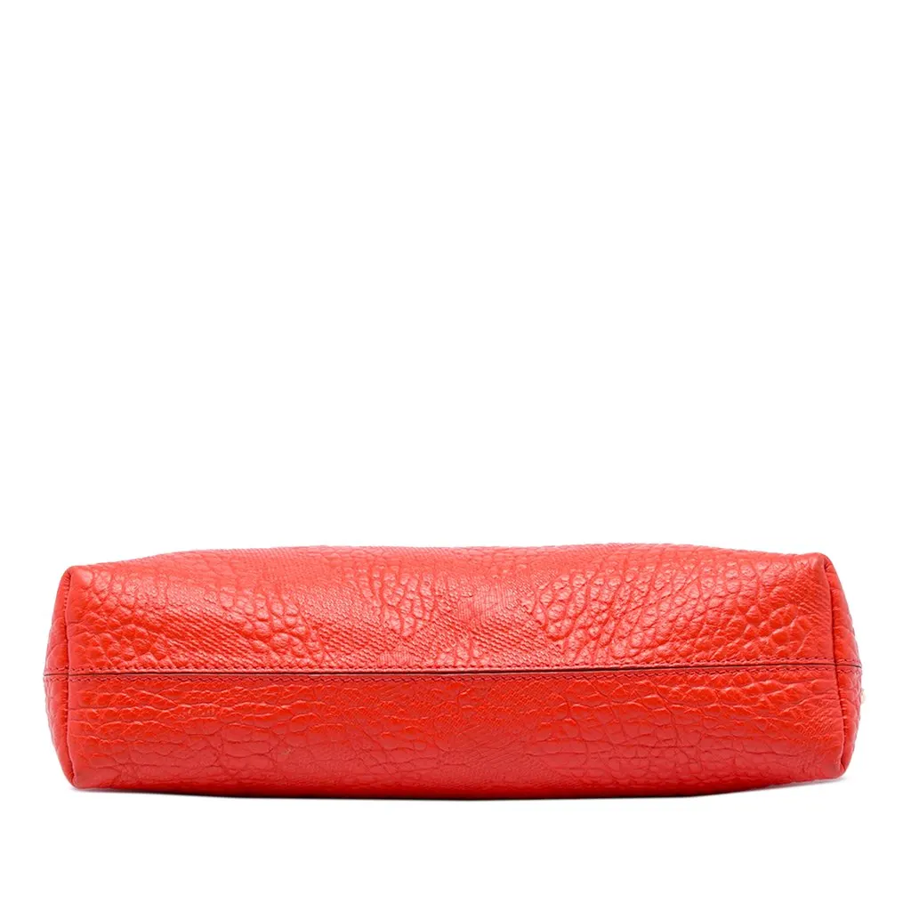 Burberry Small Grain Check Embossed Leather Chichester Crossbody Red Leather Very good - Inside View