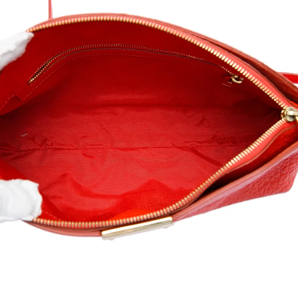 Burberry Small Grain Check Embossed Leather Chichester Crossbody Red Leather Very good - Model View
