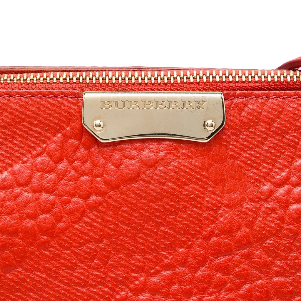 Burberry Small Grain Check Embossed Leather Chichester Crossbody Red Leather Very good - Box View
