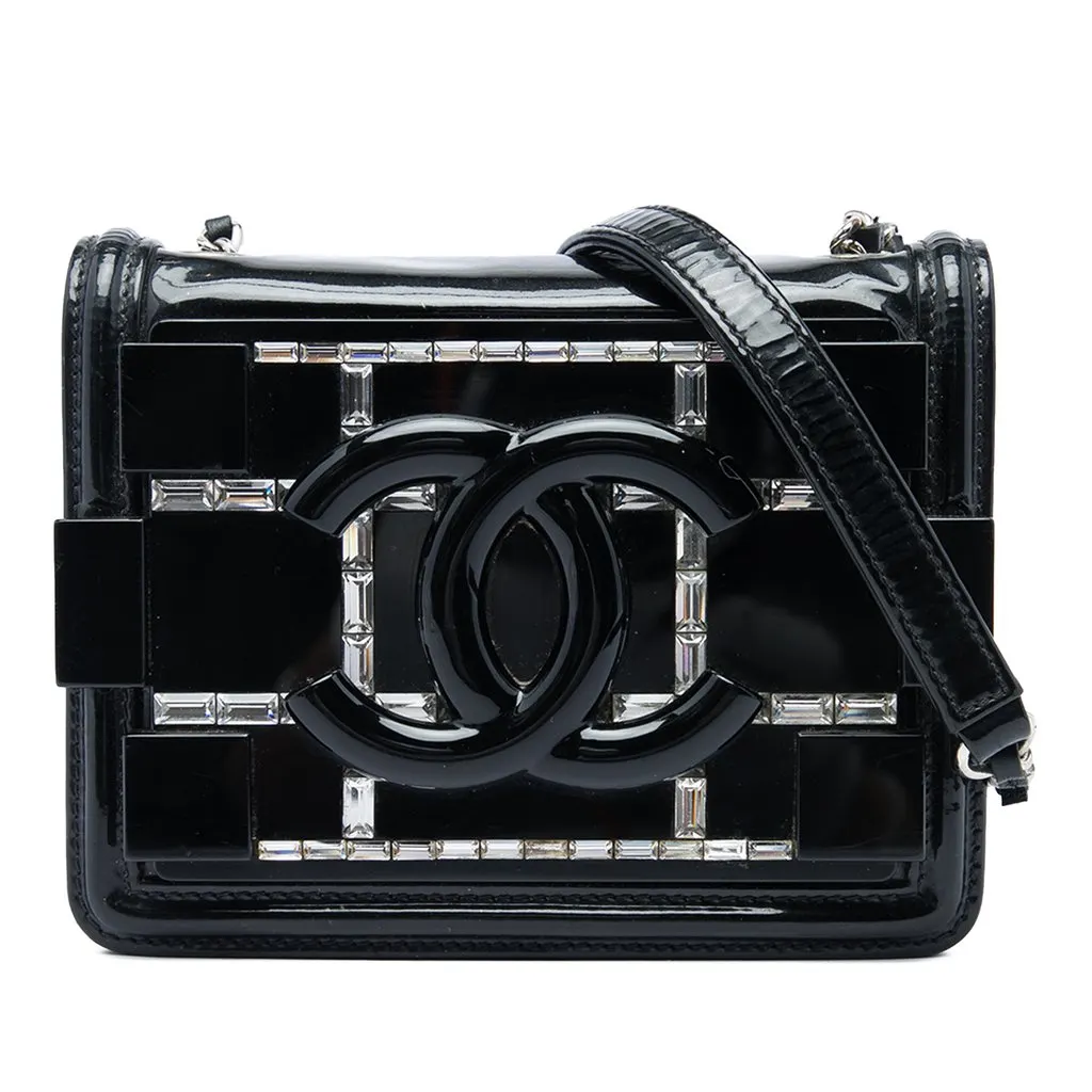Chanel CC Patent and Acrylic Crystal Embellished Boy Brick Flap