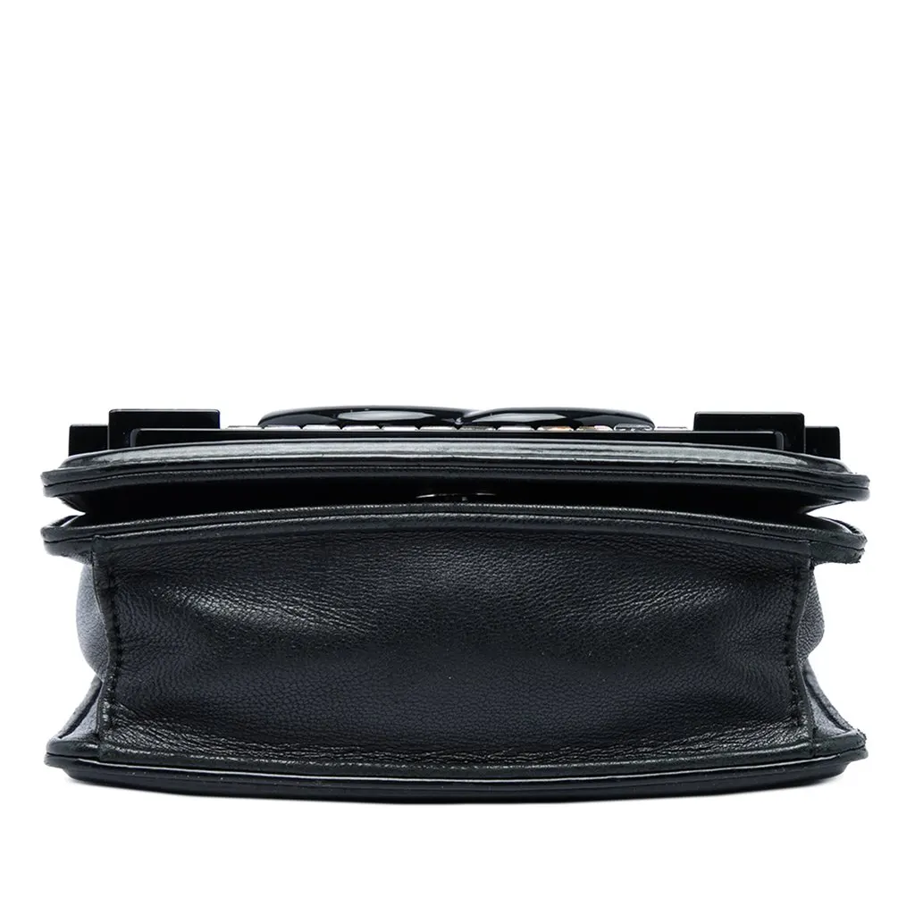 Chanel CC Patent and Acrylic Crystal Embellished Boy Brick Flap Black Leather Very good - Inside View