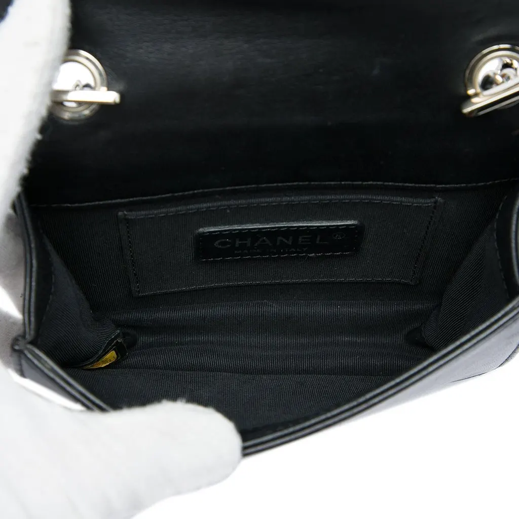 Chanel CC Patent and Acrylic Crystal Embellished Boy Brick Flap Black Leather Very good - Model View