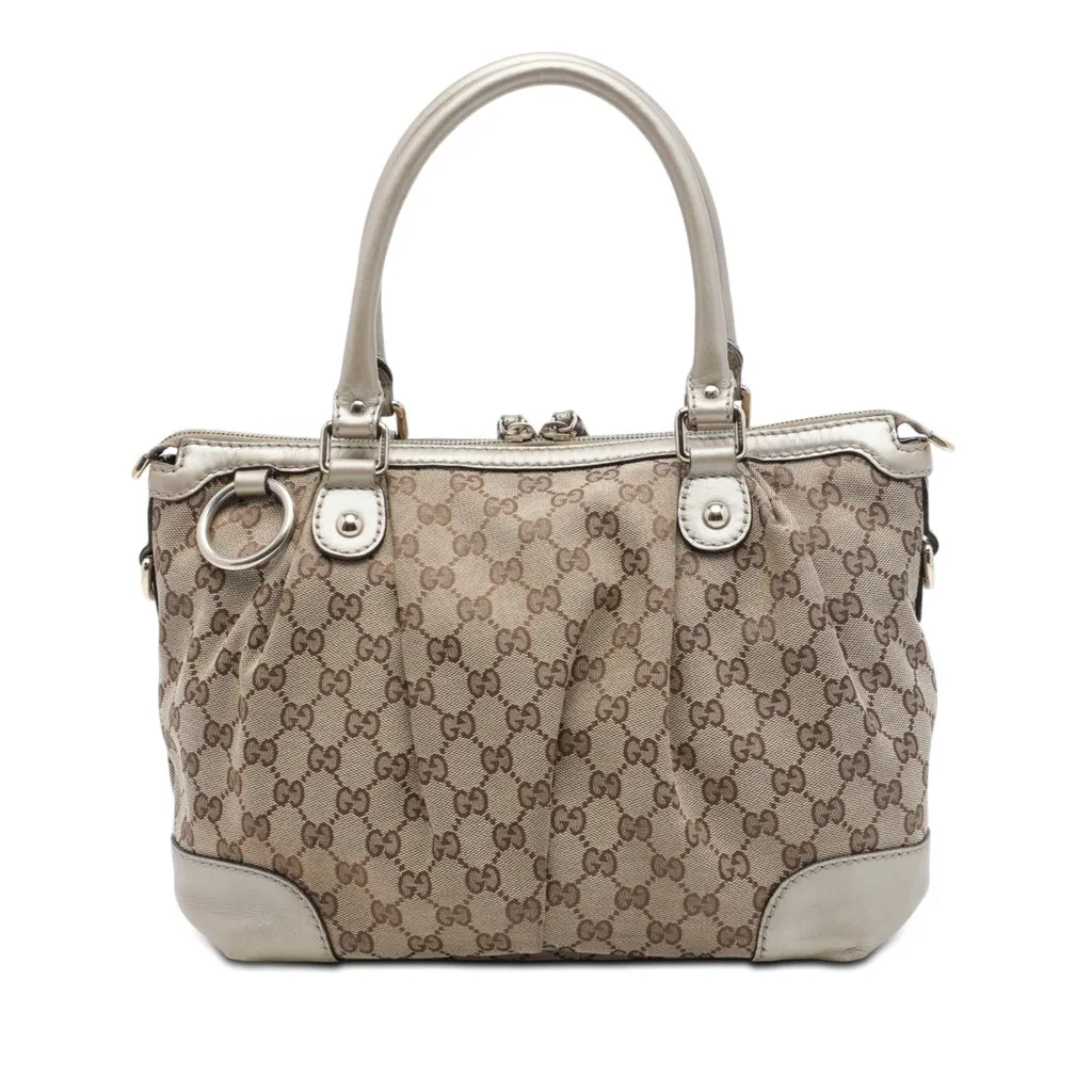 Gucci GG Canvas Sukey Satchel Beige Very good - Front View