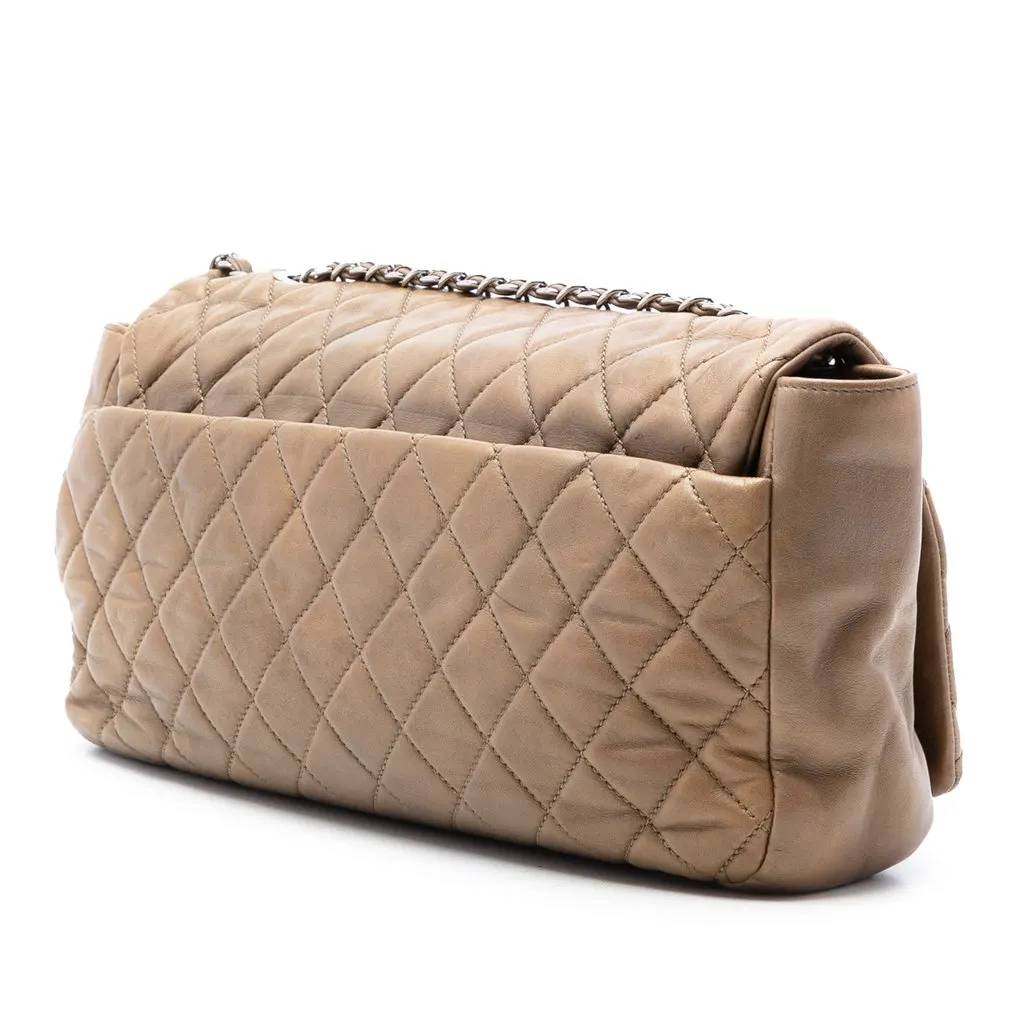 Chanel Jumbo Quilted Lambskin Coco Rain Flap Brown Leather Very good - Back View