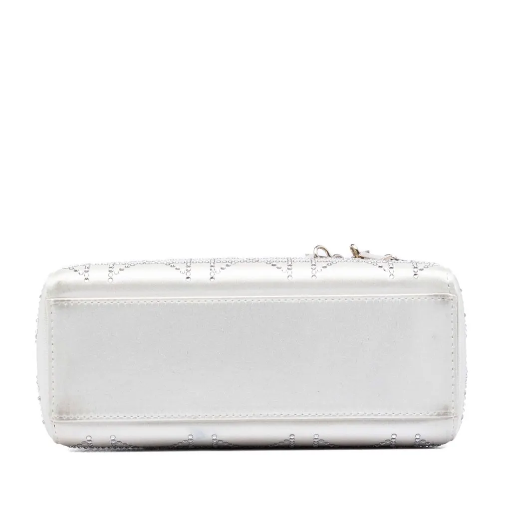 Dior Mini Satin Cannage Crystal Embellished Lady Dior White Very good - Inside View