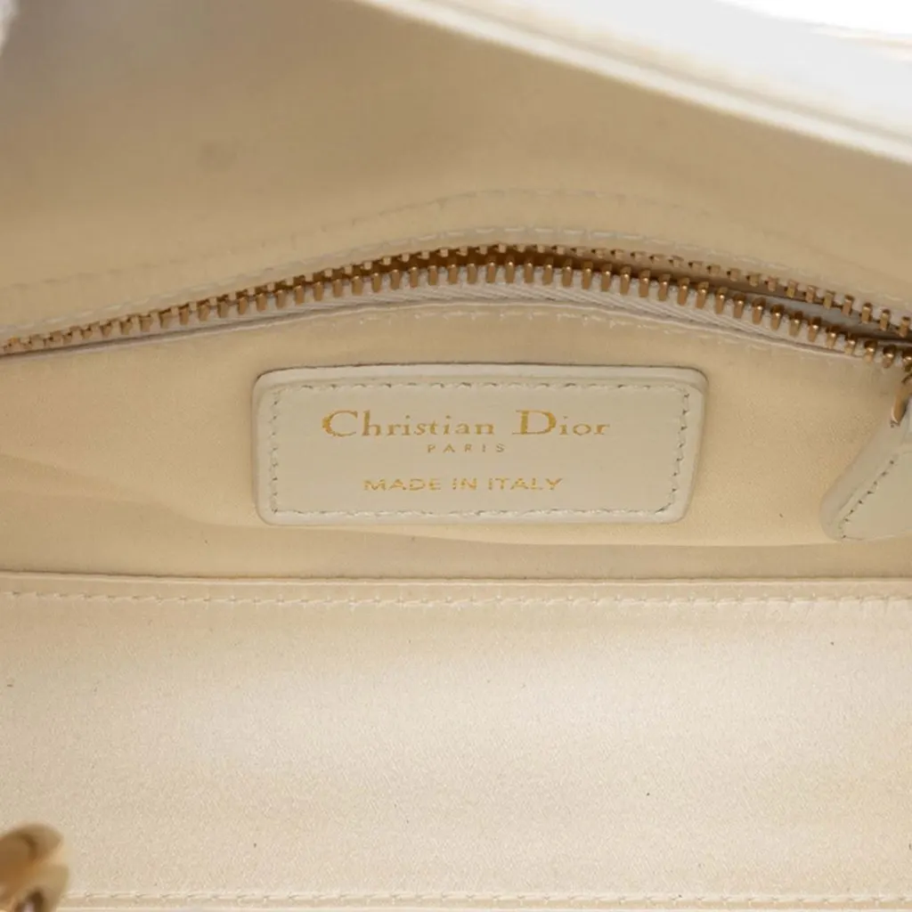 Dior Mini Satin Cannage Crystal Embellished Lady Dior White Very good - Model View