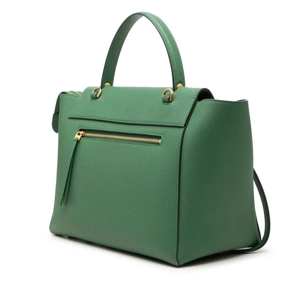 Celine Mini Grained Calfskin Belt Bag Green Leather Very good - Back View
