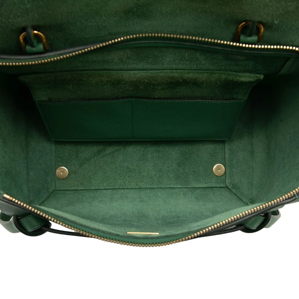 Celine Mini Grained Calfskin Belt Bag Green Leather Very good - Model View