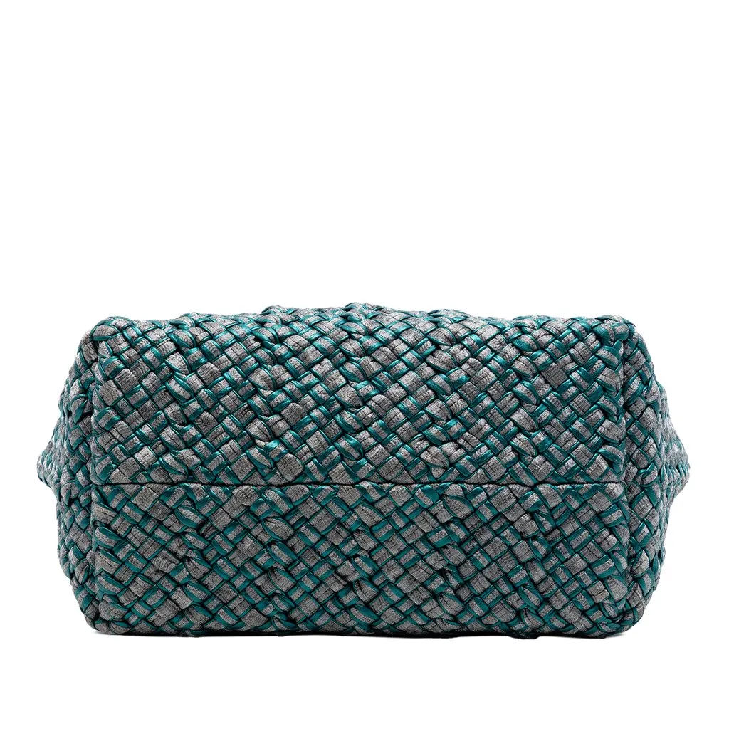 Bottega Veneta Medium Metallic Nappa Intrecciato Cesta Tote Blue Leather Very good - Inside View