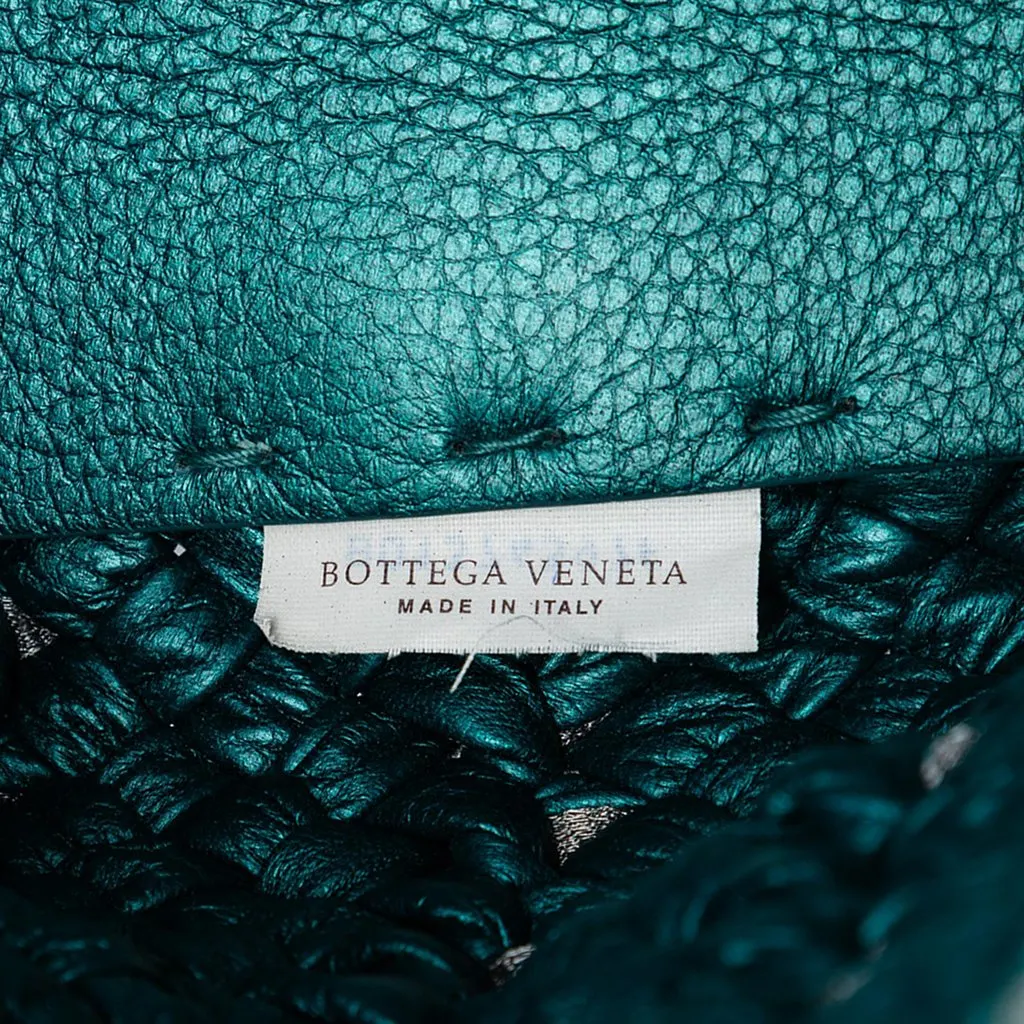 Bottega Veneta Medium Metallic Nappa Intrecciato Cesta Tote Blue Leather Very good - Box View