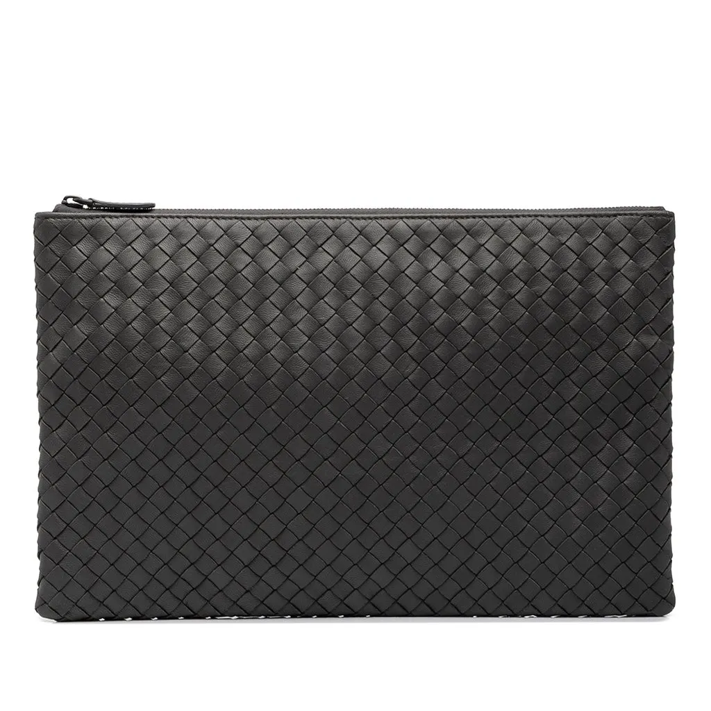Bottega Veneta Nappa Intrecciato Zip Clutch MultiColor Leather Very good - Front View
