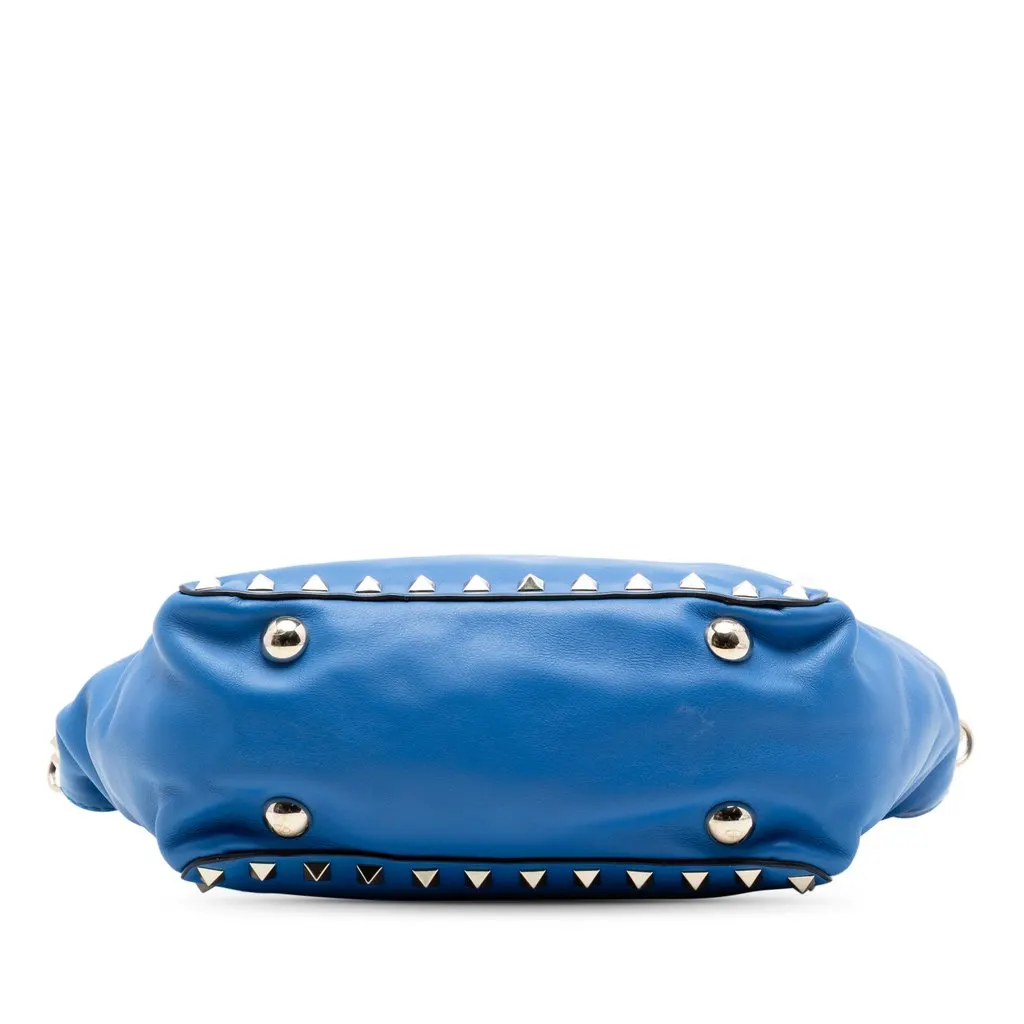 Valentino Mini Leather Rockstud Trapeze Satchel Blue Leather Very good - Inside View