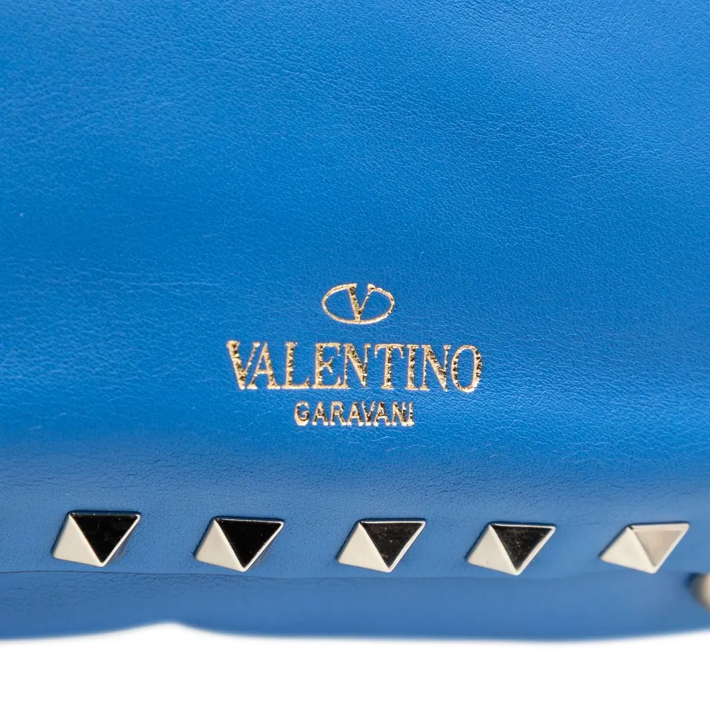 Valentino Mini Leather Rockstud Trapeze Satchel Blue Leather Very good - Box View