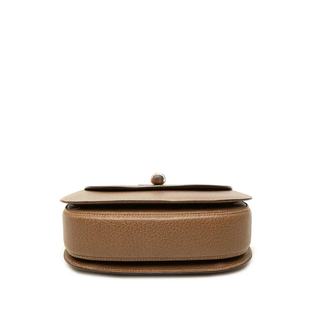 Gucci Small Grained Calfskin Bamboo Night Brown Leather Good - Inside View