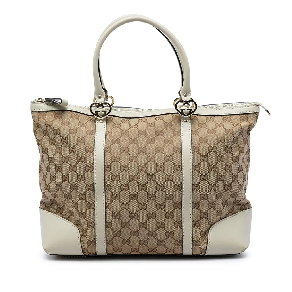 Gucci GG Canvas Lovely Tote Beige Canvas Good - Front View