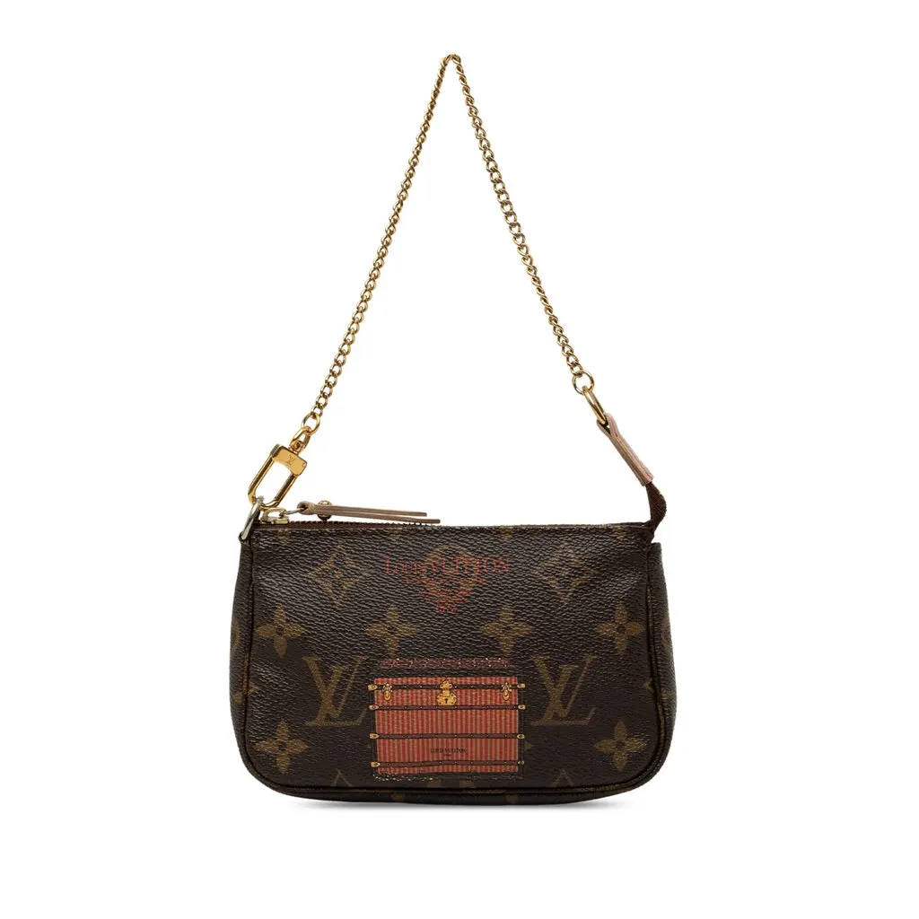 Louis Vuitton Monogram Trunks and Locks Mini Pochette Accessoires Brown Very good - Front View