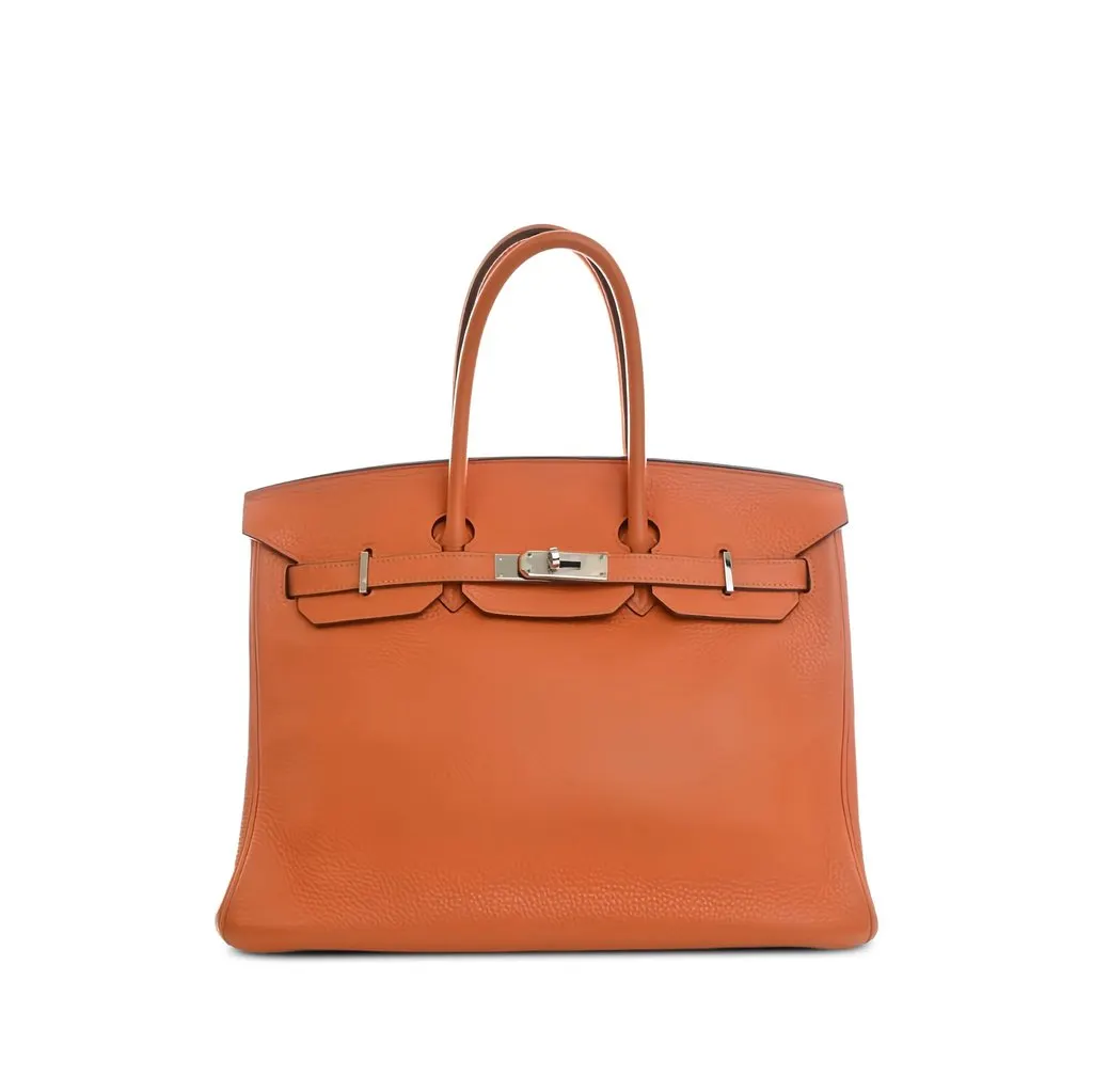 Hermès Clemence Birkin Retourne 35 Orange Leather Very good - Front View