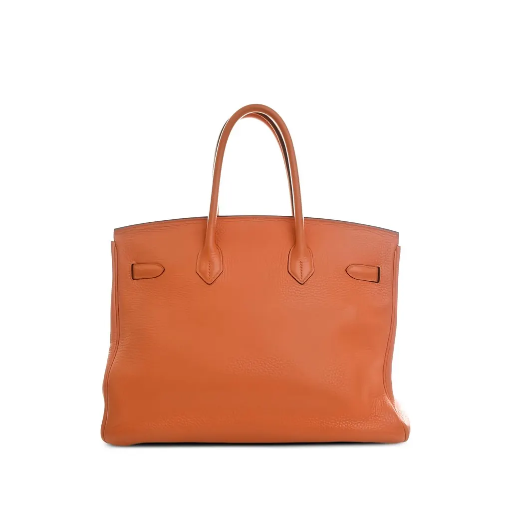 Hermès Clemence Birkin Retourne 35 Orange Leather Very good - Back View