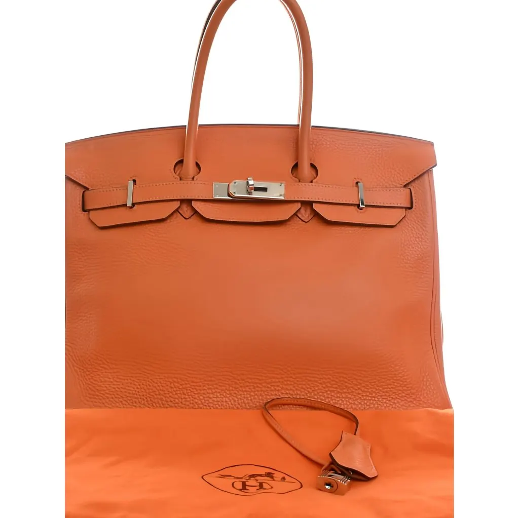 Hermès Clemence Birkin Retourne 35 Orange Leather Very good - Model View