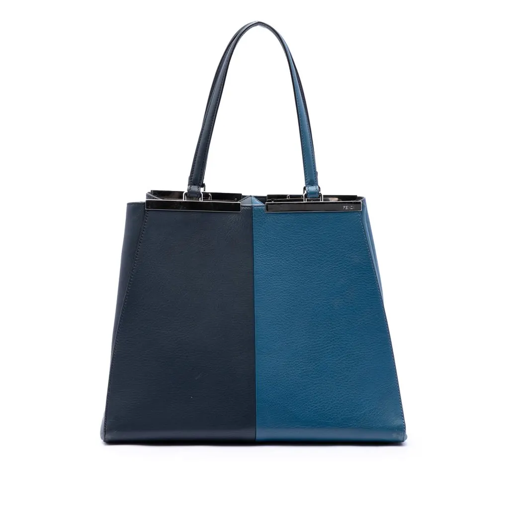 Fendi Large Bicolor Vitello Elite 3Jours Tote Blue Leather Very good - Front View