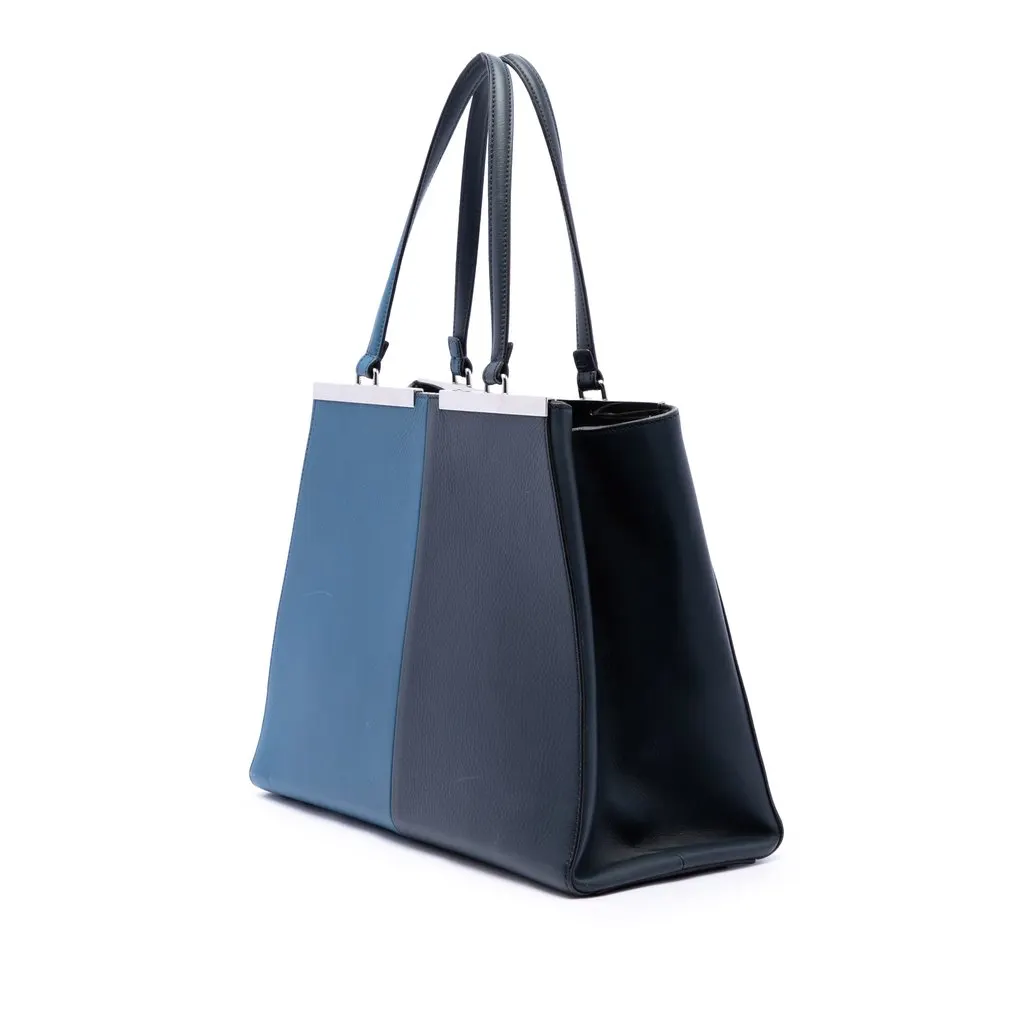 Fendi Large Bicolor Vitello Elite 3Jours Tote Blue Leather Very good - Back View