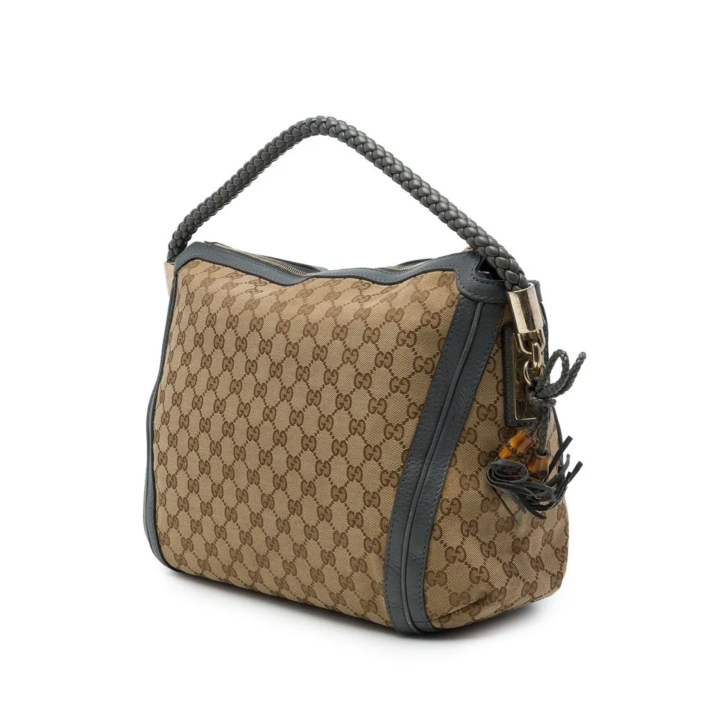 Gucci Medium GG Canvas Bella Shoulder Bag Beige Canvas Good - Back View