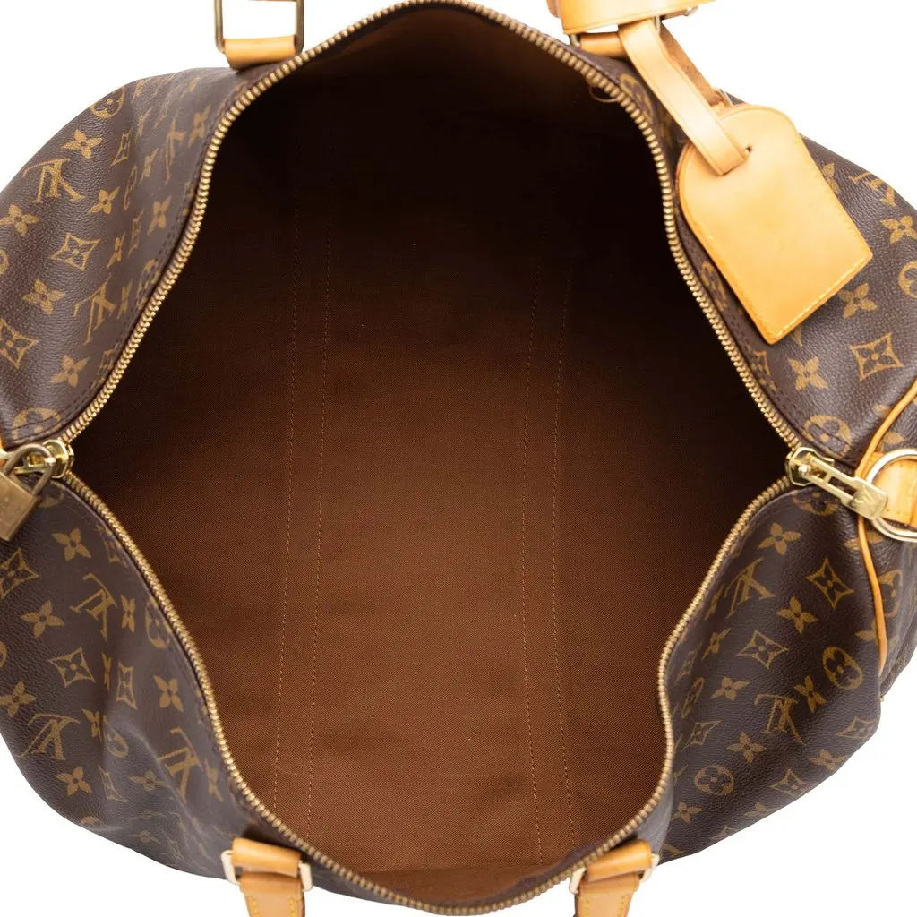 Louis Vuitton Monogram Keepall Bandouliere 50 Brown Canvas Good - Model View