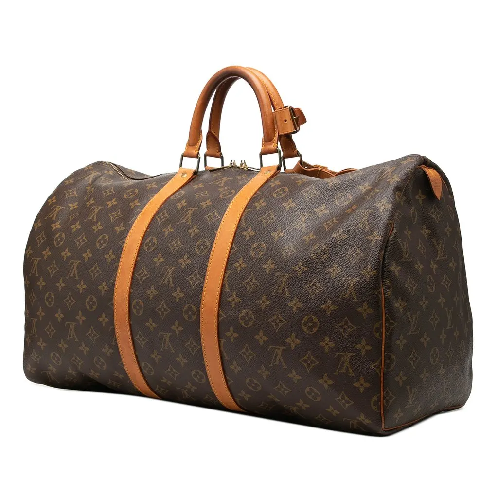 Louis Vuitton Monogram Keepall 55 Brown Canvas Good - Back View