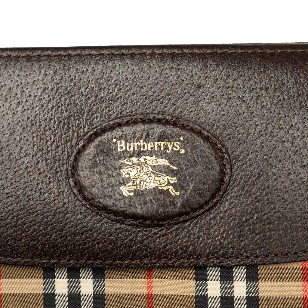 Burberry Haymarket Check Canvas Clutch Beige Canvas Good - Box View