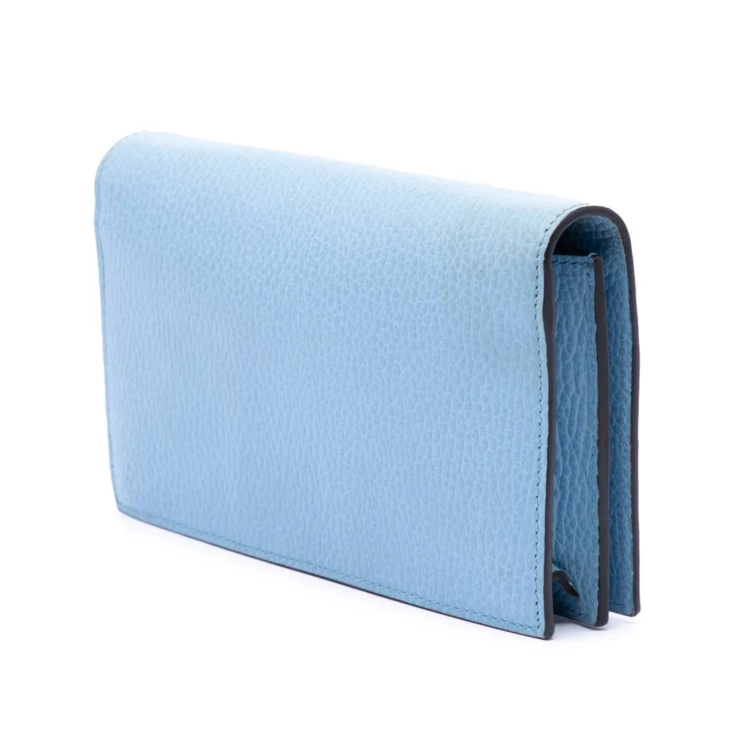 Gucci Calfskin Betty Wallet On Chain Blue Leather Very good - Back View