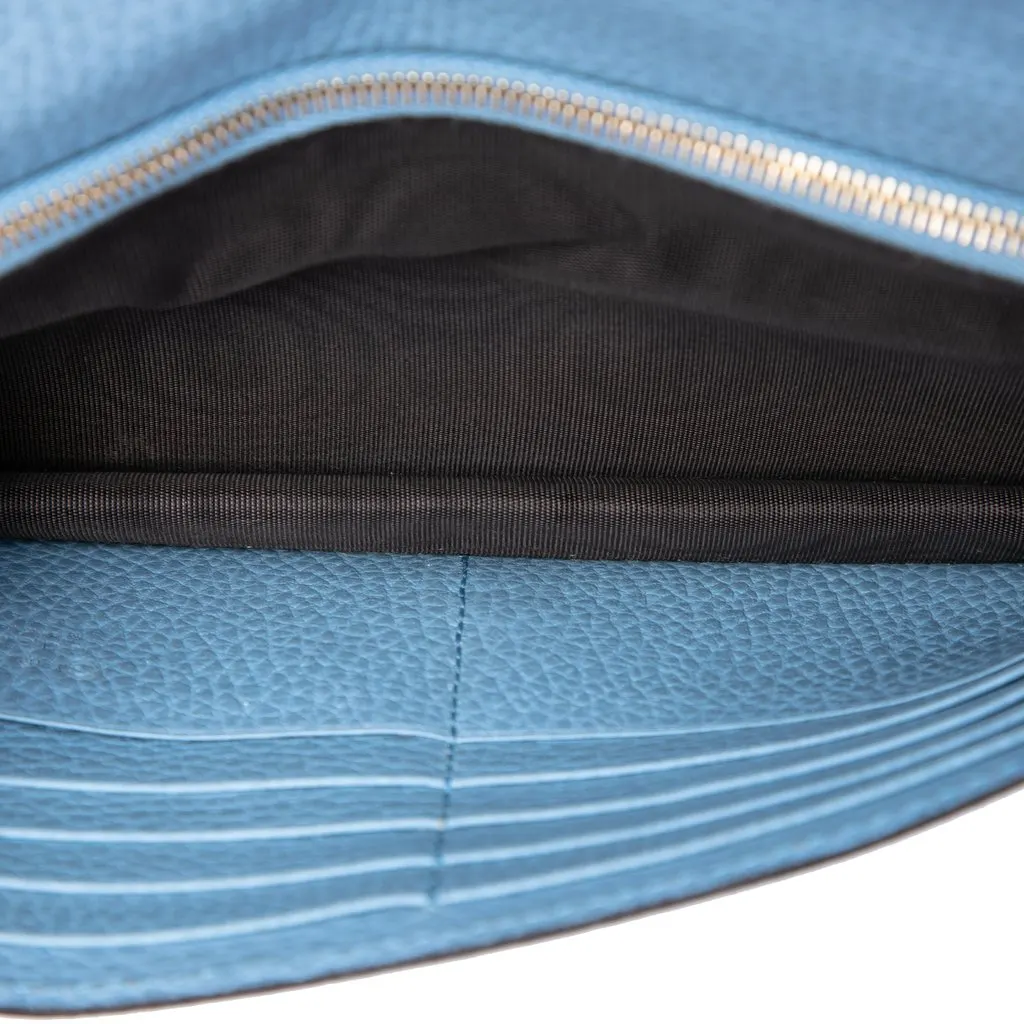Gucci Calfskin Betty Wallet On Chain Blue Leather Very good - Model View
