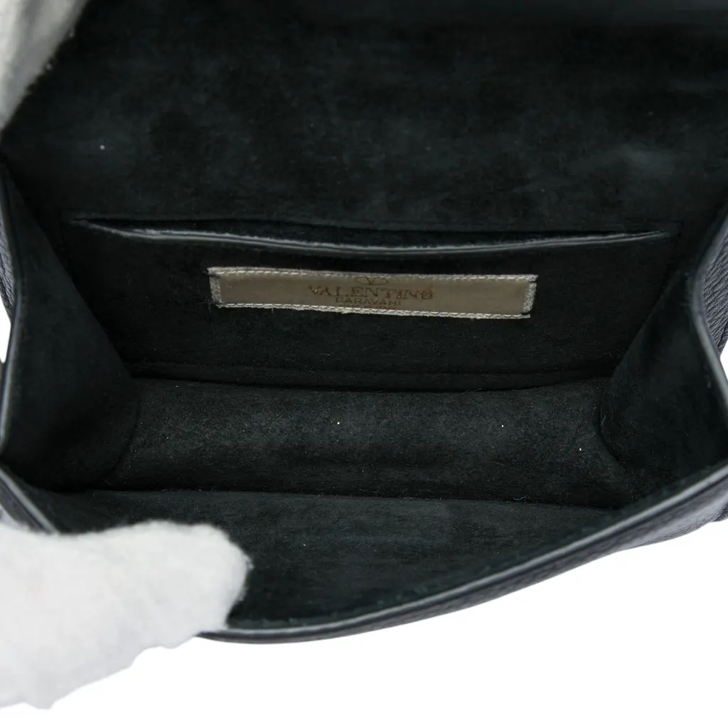 Valentino Mini Leather Rockstud Rolling Glam Lock Crossbody Black Leather Very good - Model View