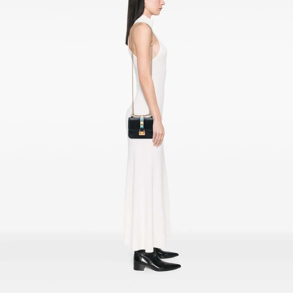 Valentino Mini Leather Rockstud Rolling Glam Lock Crossbody Black Leather Very good - Box View