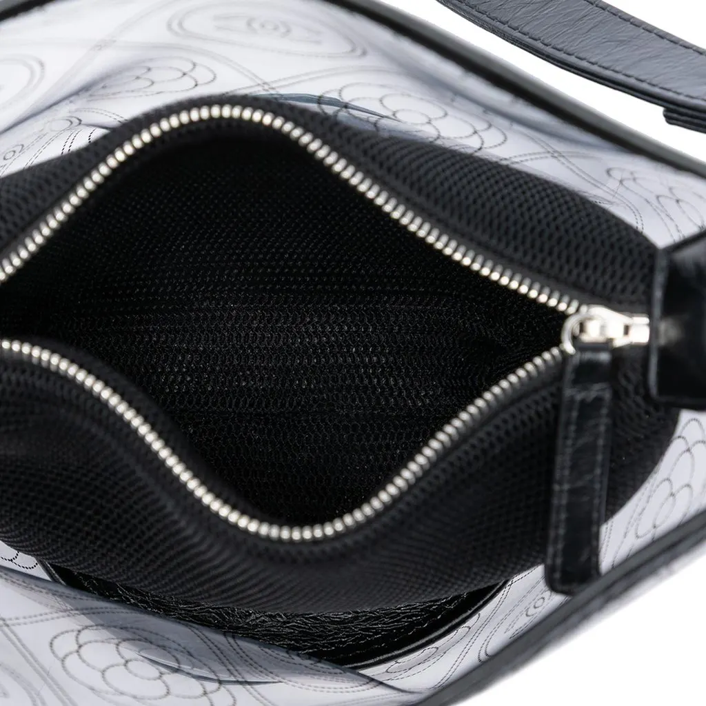 Chanel Small PVC and Crumpled Calfskin Camellia Coco Bucket Bag Black Plastic Very good - Model View