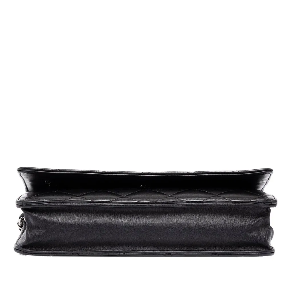 Chanel CC Quilted Lambskin Wallet On Chain Black Leather Good - Inside View