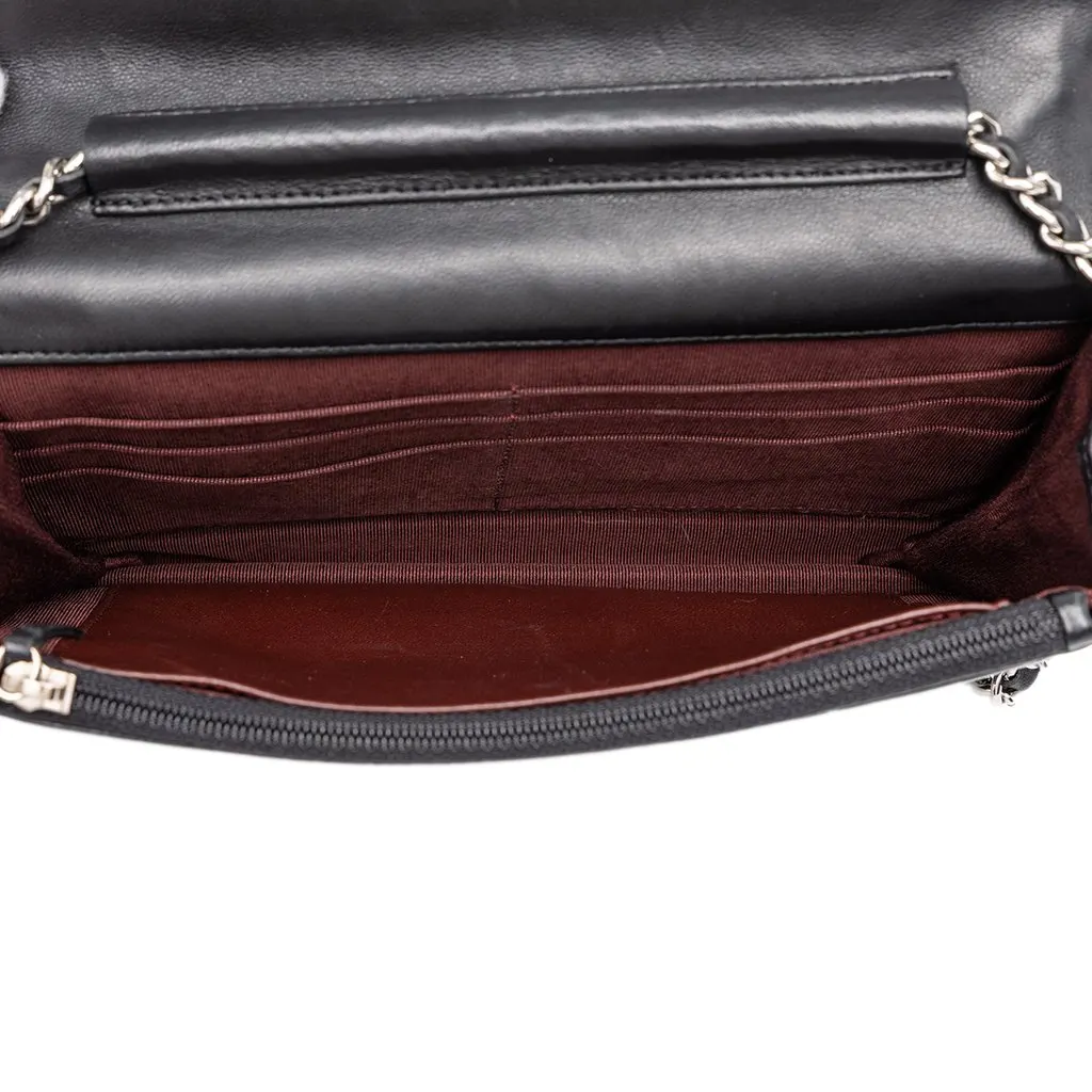 Chanel CC Quilted Lambskin Wallet On Chain Black Leather Good - Model View