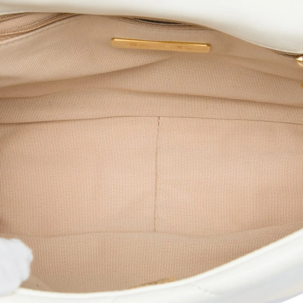 Chanel Medium Lambskin 19 Flap White Leather Very good - Model View