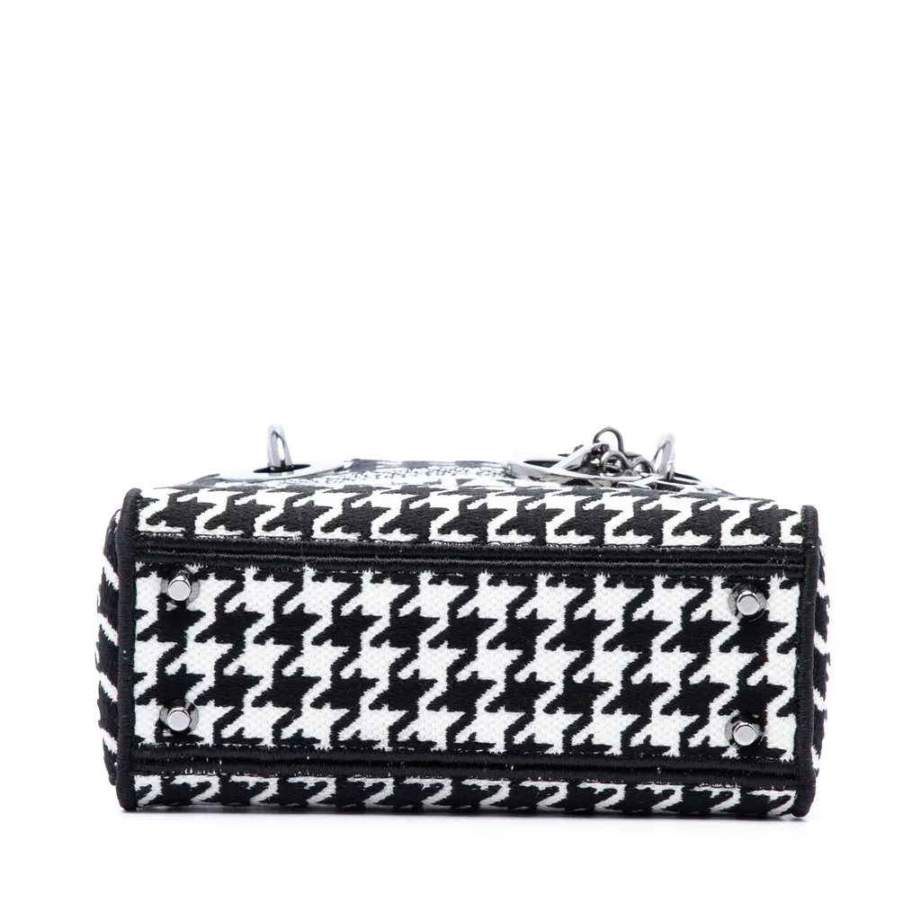 Dior Mini Embroidered Canvas Houndstooth Lady D Lite White Very good - Inside View