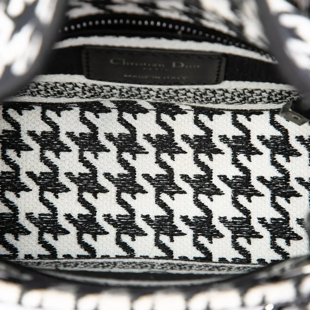 Dior Mini Embroidered Canvas Houndstooth Lady D Lite White Very good - Model View