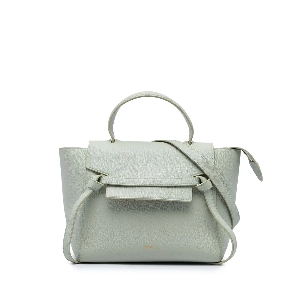 Celine Mini Grained Calfskin Belt Bag Green Leather Good - Front View