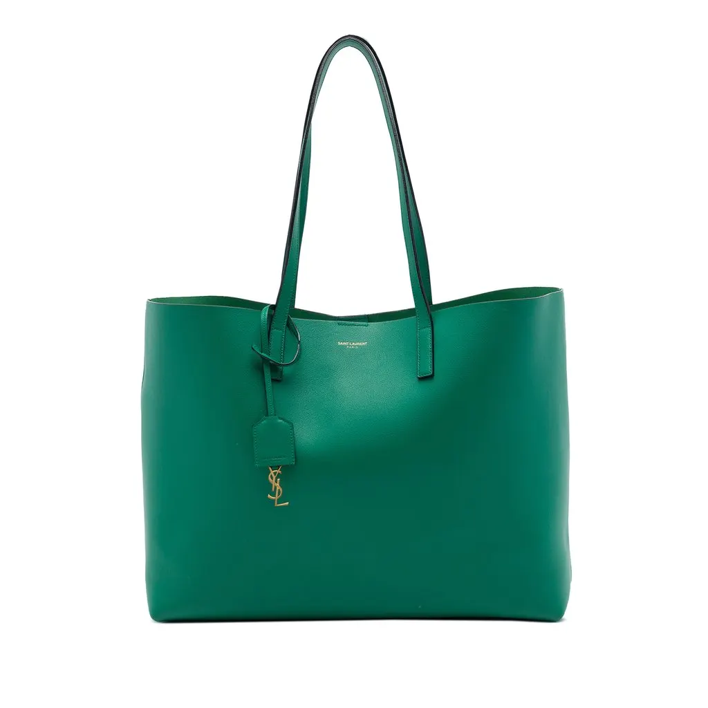 Saint Laurent Large Leather East West Shopping Tote Green Leather Very good - Front View