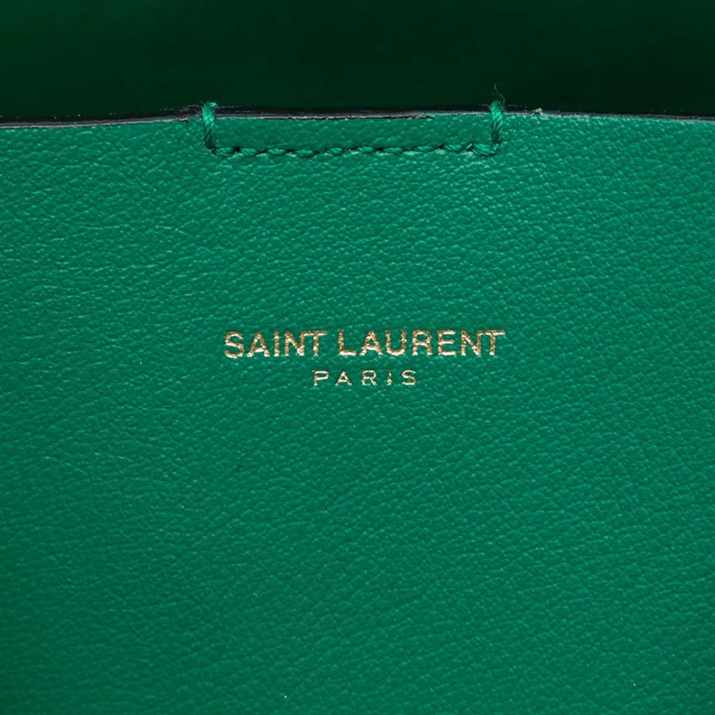 Saint Laurent Large Leather East West Shopping Tote Green Leather Very good - Box View