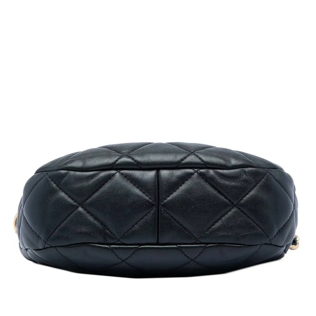 Chanel CC Quilted Lambskin Chain Hobo Bag Black Leather Very good - Inside View