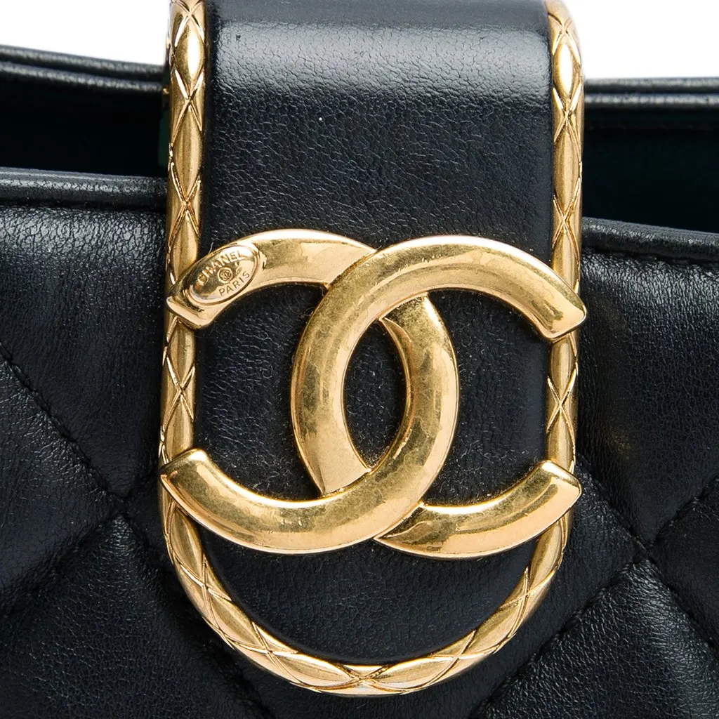 Chanel CC Quilted Lambskin Chain Hobo Bag Black Leather Very good - Box View