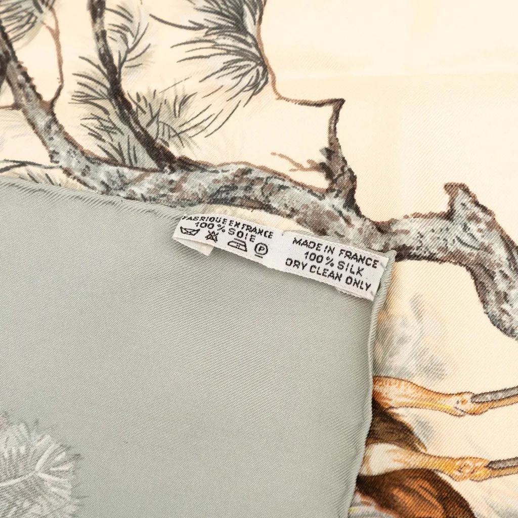 Hermès Halte En Camargue Silk Scarf 90 Beige Very good - Box View